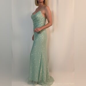 Elegant Mint Green Sequin Gown